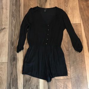 Forever 21 Black Silky Flamingo Romper main image 1